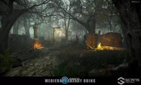 中世纪黑暗森林奇幻废墟环境场景Unity游戏素材