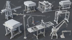 21组高质量塔式集装箱港口起重机3D模型合集