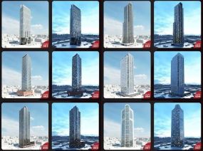 【建筑模型】52栋摩天大厦高层建筑C4D模型建筑效果创意场景3D模型素材
