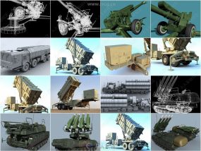 导弹车高射炮等军事武器3D模型合集