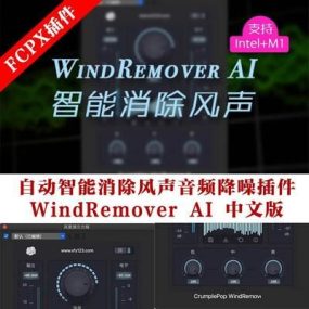 自动智能消除风声音频降噪FCPX+PR+AU插件WindRemover AI汉化版 1.0.2 支持intel+M1
