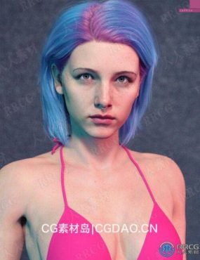 欧美年轻女性短发站立角色3D模型合集