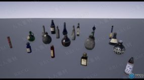 20个中世纪奇幻玻璃液体优质药水瓶Unreal Engine游戏素材资源