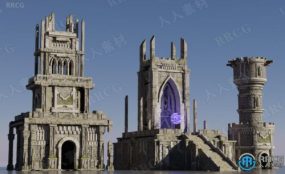 Blender中世纪的幻想城堡场景套件3D模型