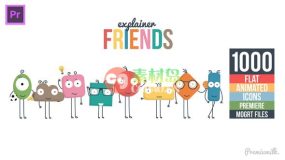 Premiere预设-1000个可爱卡通小人解说场景图标MG动画 Explainer Friends
