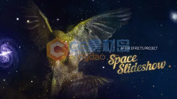 AE模版-华丽粒子飞散汇聚图像星空穿梭文字标题展示开场 Space Slideshow