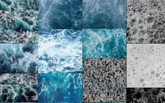 15套4K海洋海浪泡沫材质无缝贴图 信息通道齐全