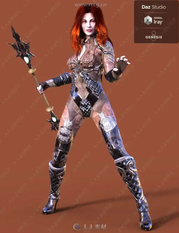 DAZ 3D模型系列-铿锵女战士战斗服饰武器3D模型合集