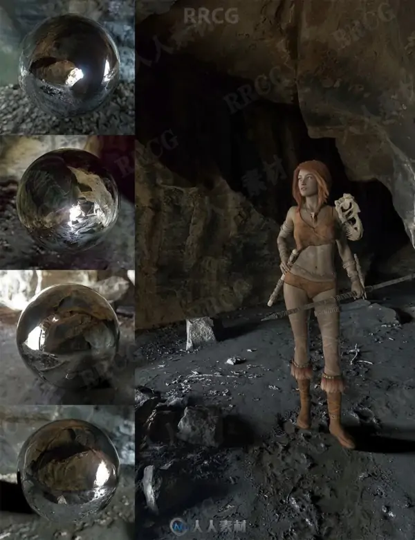 人物避难潮湿洞穴环境3D模型合集
