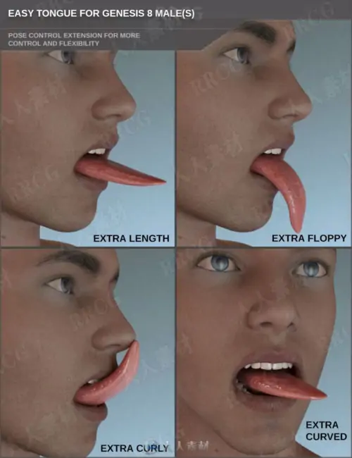 松软卷曲人物长舌头形状3D模型合集