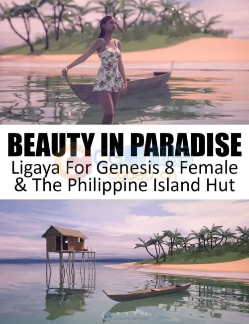 菲律宾城市风格海边度假岛屿茅屋环境场景3D模型合集