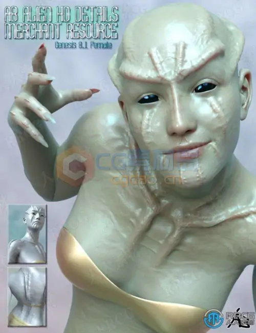 雕刻爆筋伤疤纹理科幻女性角色3D模型合集