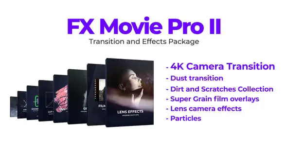 粒子光效烟雾老电影噪点划痕炫光转场LUTs调色音效特效视频素材包 FX Movie Pro 2 -1