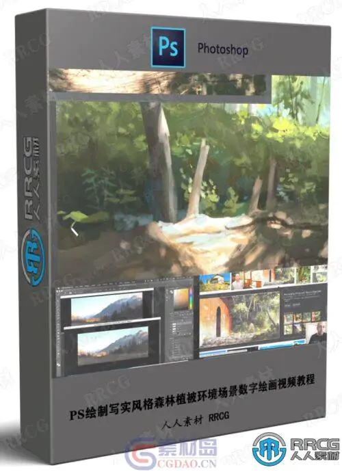 PS绘制写实风格森林植被环境场景数字绘画视频教程