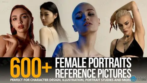600组不同表情光线女性肖像造型高清参考图合集