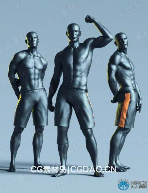 30个壮年男性静止站立姿势3D模型合集