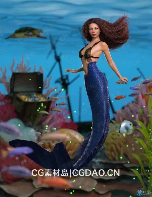 高清定制雕刻尾巴人性美人鱼角色3D模型合集