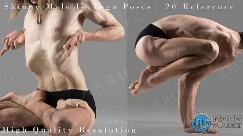 20张消瘦男性瑜伽运动姿势造型高清人体参考图合集