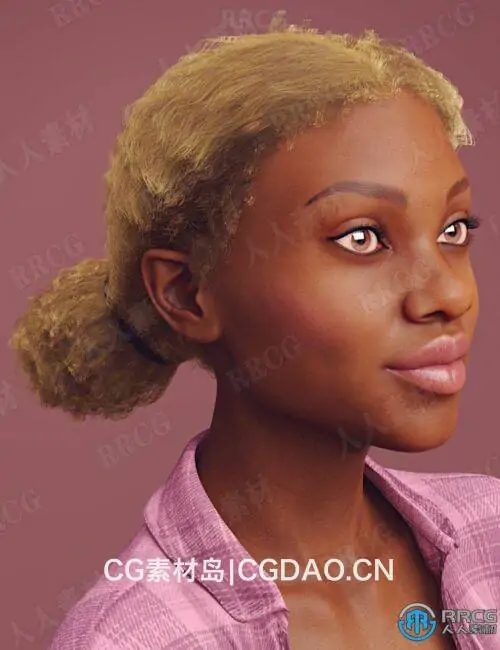非洲女性可爱自然羊毛卷发发型3D模型合集