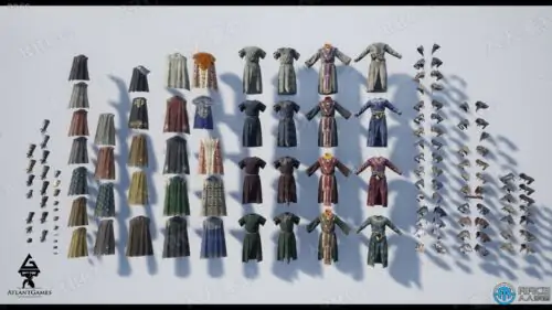 106组模块化中世纪斗篷长袍等服装Unreal Engine游戏素材资源