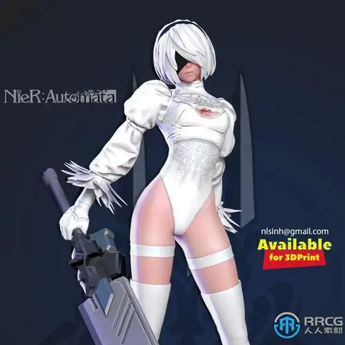白衣2B姐姐尼尔机械纪元游戏角色3D打印模型