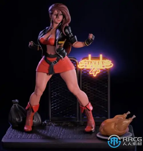怒之铁拳4女主Blaze游戏角色雕刻3D打印模型