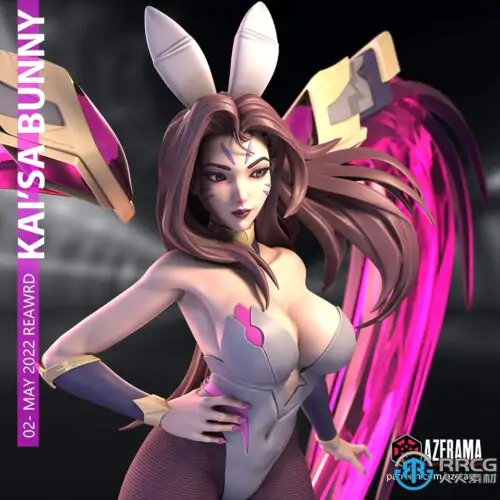虚空之女卡莎兔女郎装扮英雄联盟游戏角色雕塑3D打印模型